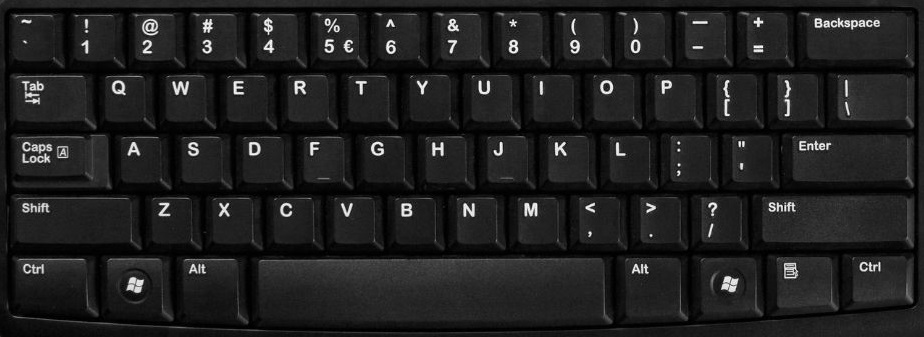 La sezione alfanumerica della tastiera del computer